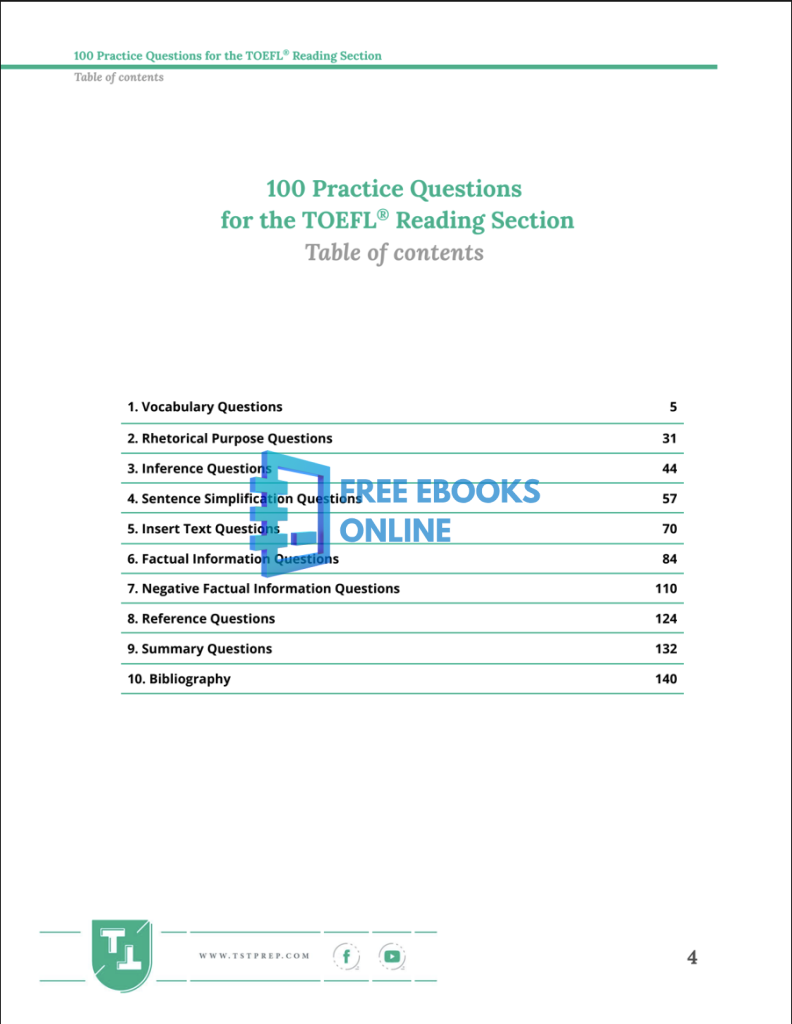 [FREE] 100+ TOEFL Reading Practice Questions Ebook Dowload PDF