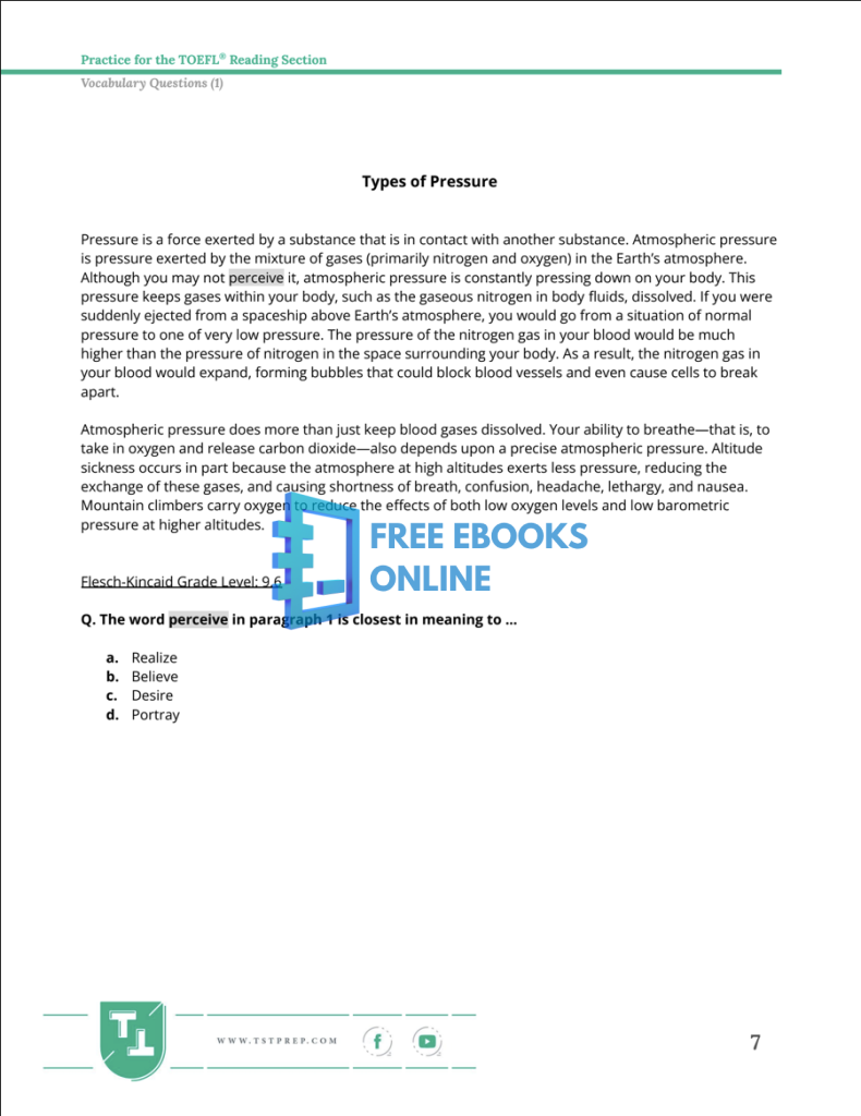 [FREE] 100+ TOEFL Reading Practice Questions Ebook Dowload PDF